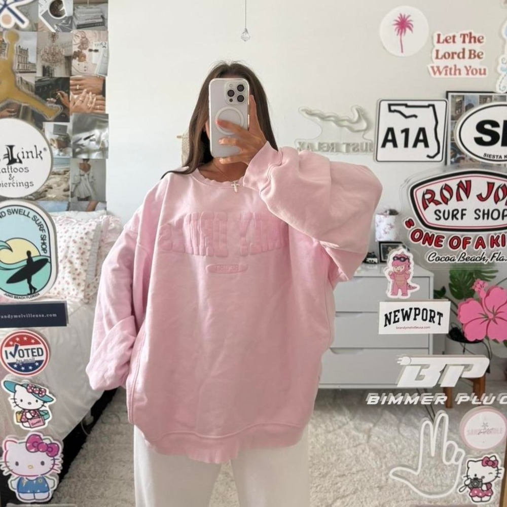 Daily Drills Cupid Pink Monogram Crewneck Sweatshirt